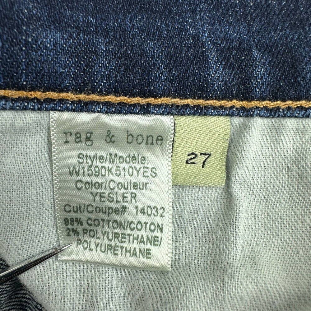 Rag & Bone Dre Jeans Womens‎ 27 Straight Leg Dark Wash Raw Hem Low Rise Blue - Picture 11 of 11